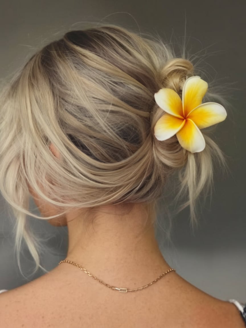 Elegant Floral Low Bun