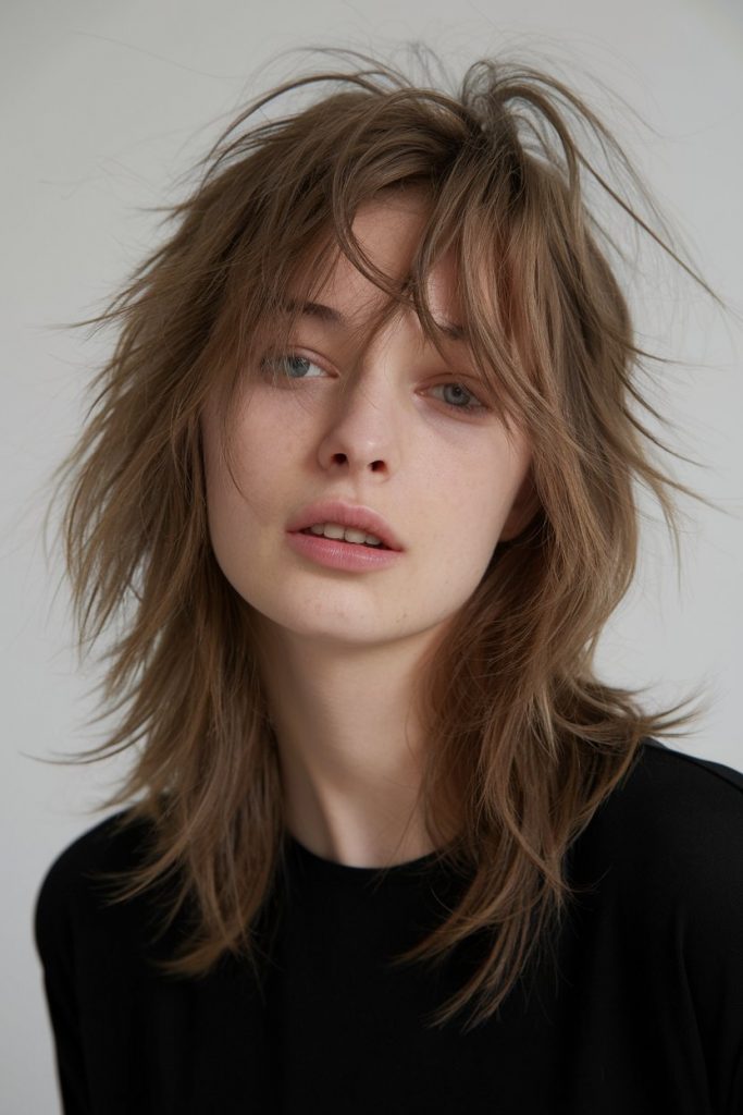 Effortless Shag with Sunlit Brunette Tones