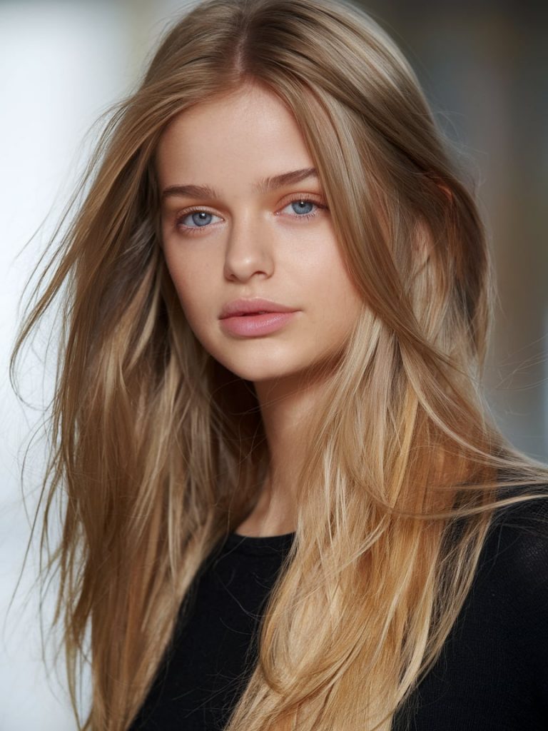 Ashy Blonde Elegance with a Sleek Finish
