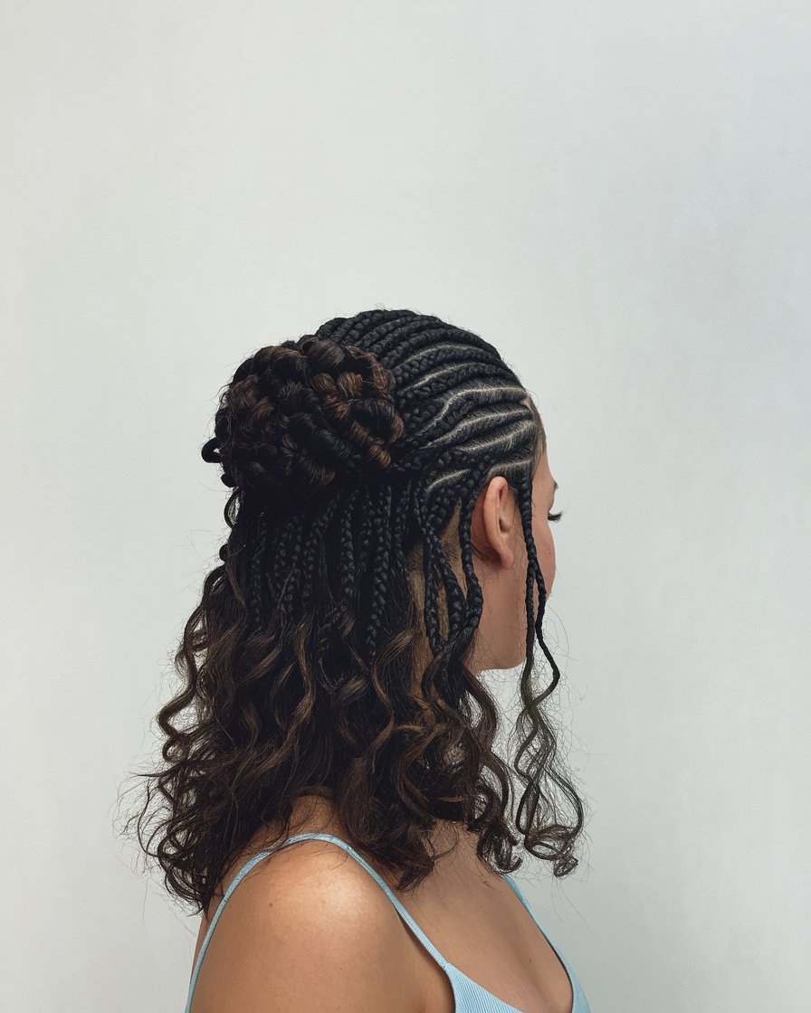 Subtle Braided Crown with Loose Waves