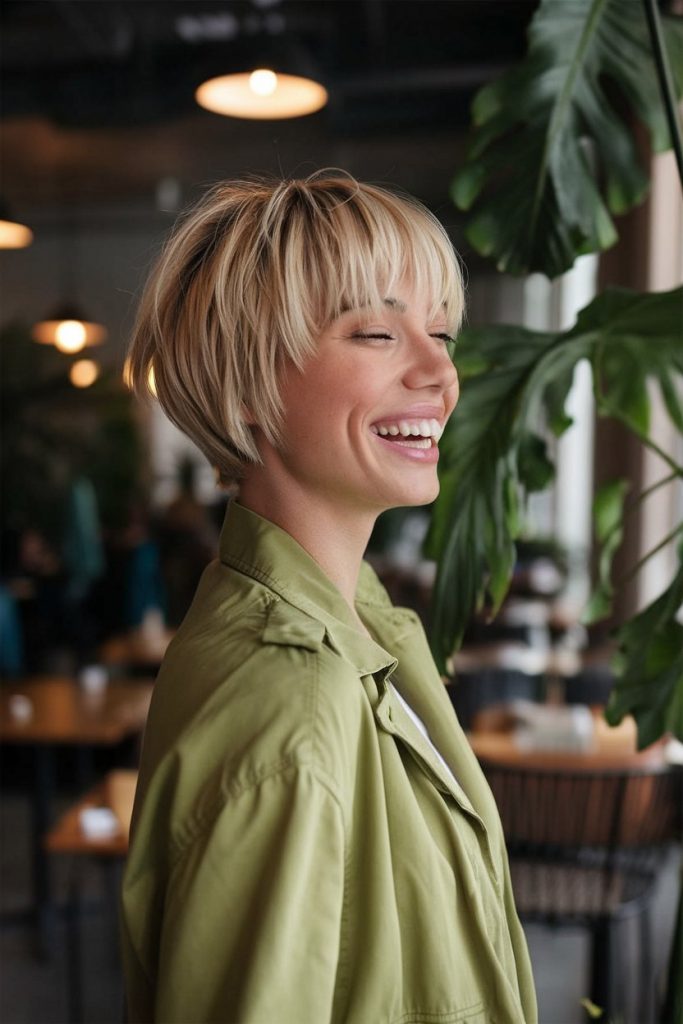 Blunt Bob with Soft Curtain Bangs