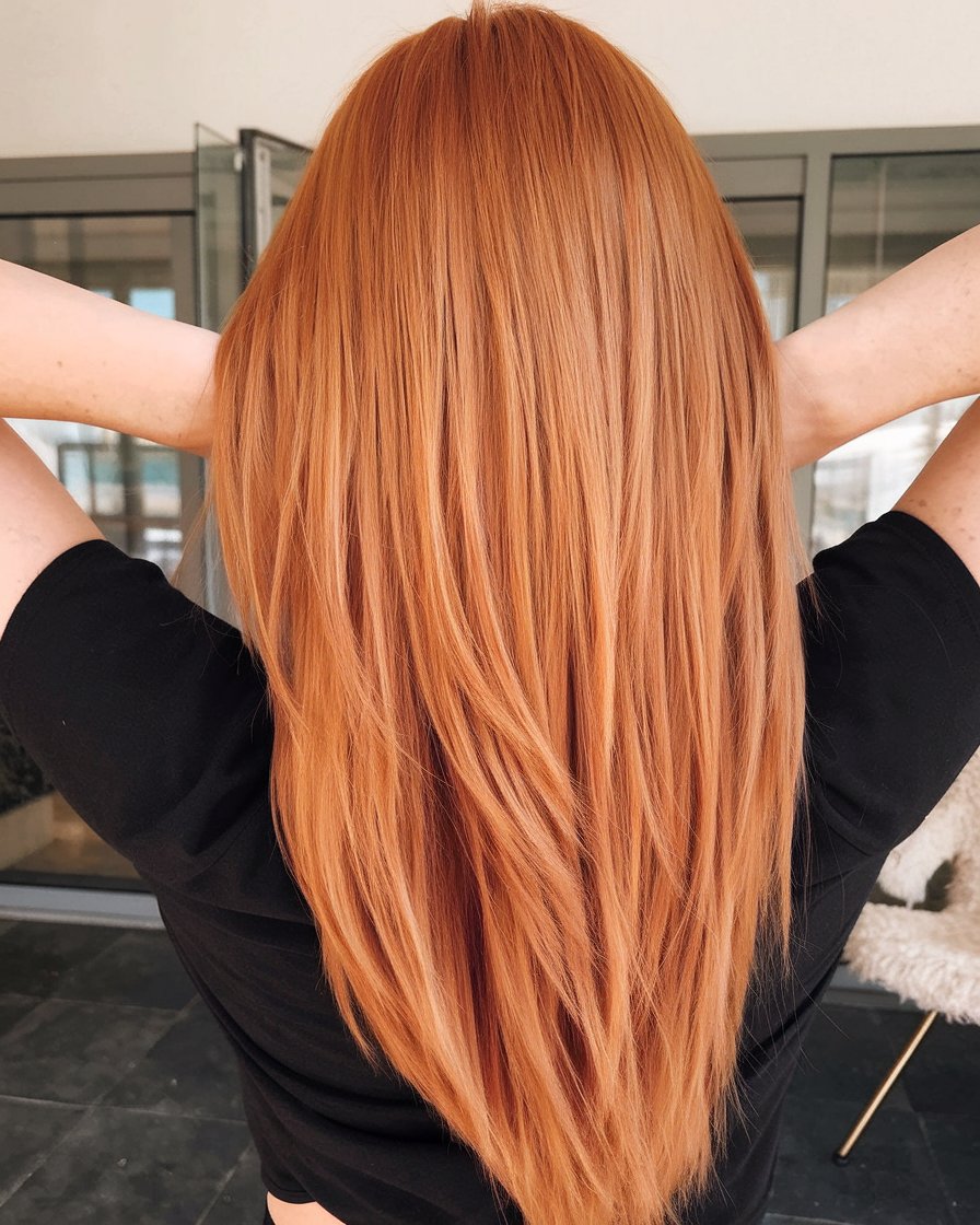 Straight Auburn Cut with Subtle Layers