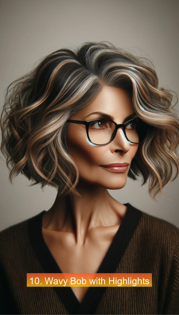10. Wavy Bob with Highlights