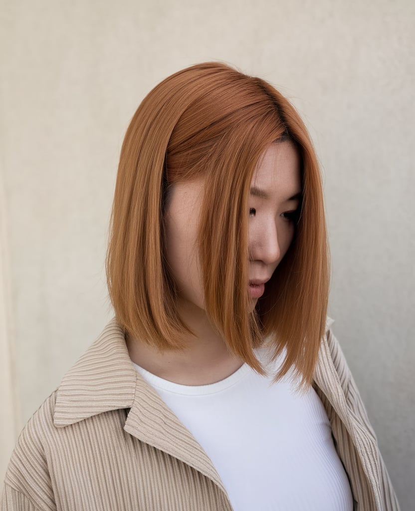 Auburn Lob with a Soft, Natural Texture