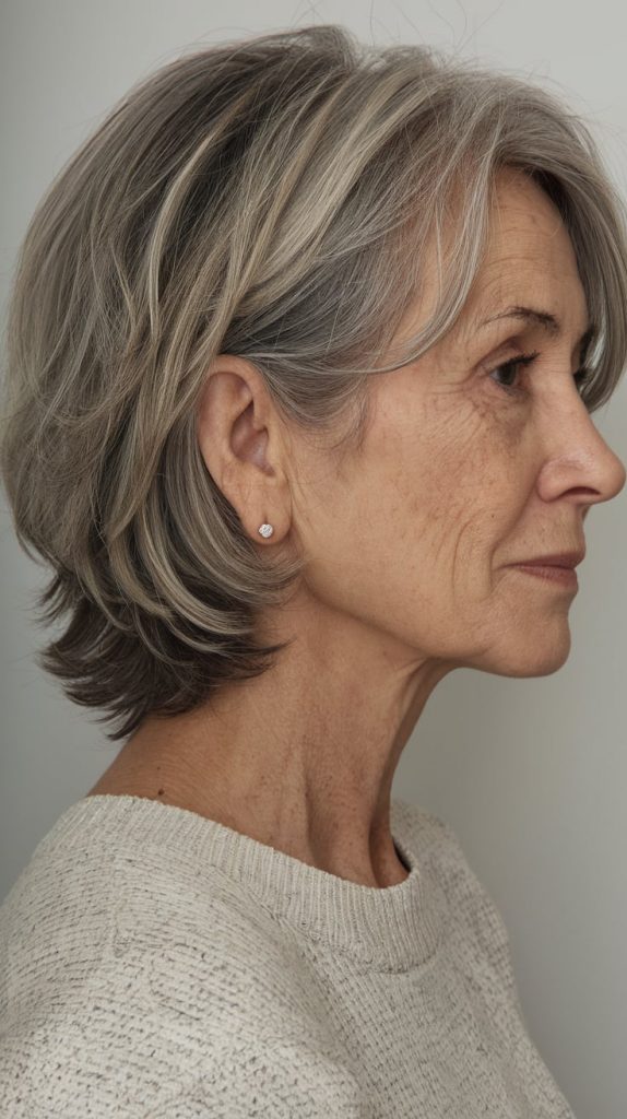 Tapered Bob with Natural Silver Highlights