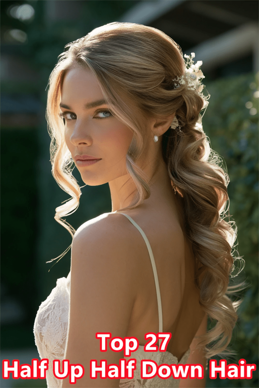 11. Elegant Christmas Chic: Half Up Half Down Hair for Your Holiday Celebrations