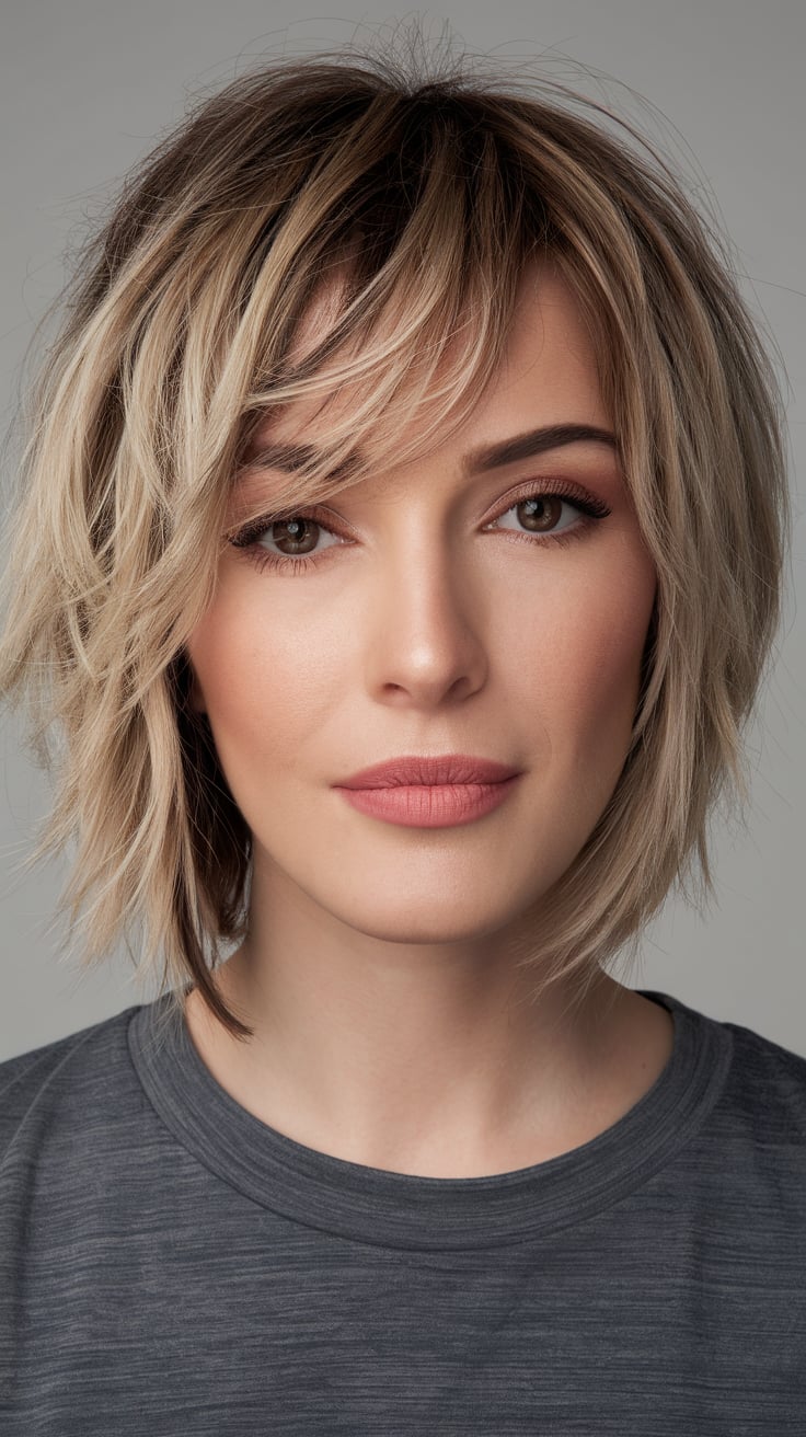 Polished A-Line Bob with Swooped Bangs