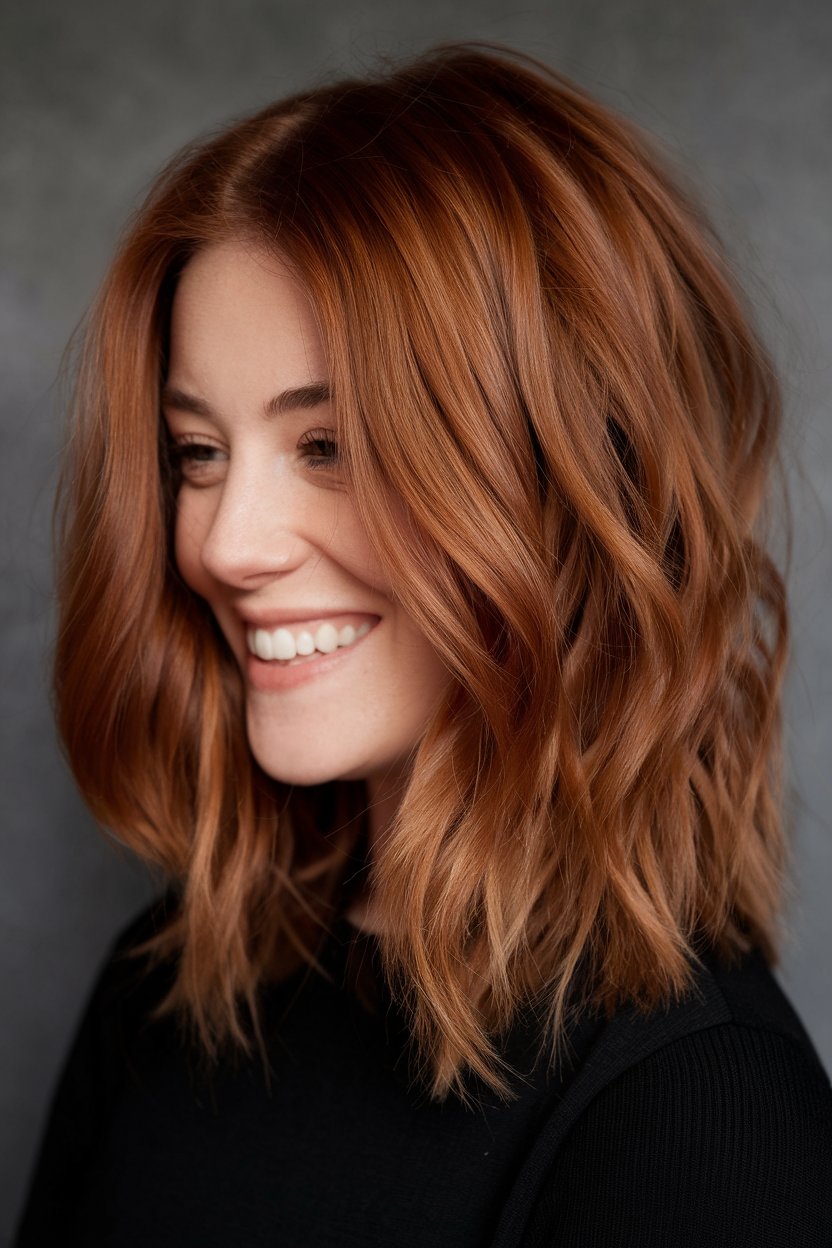 Playful Auburn Waves