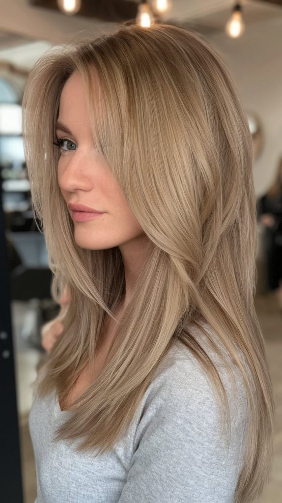 Honey Beige Blonde with Voluminous Layers
