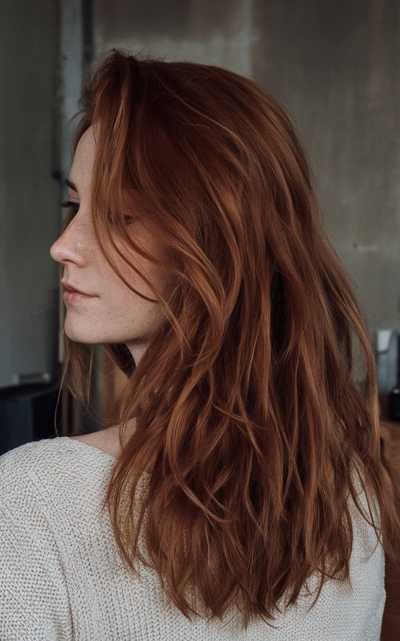 Messy Auburn Layers for a Relaxed Look