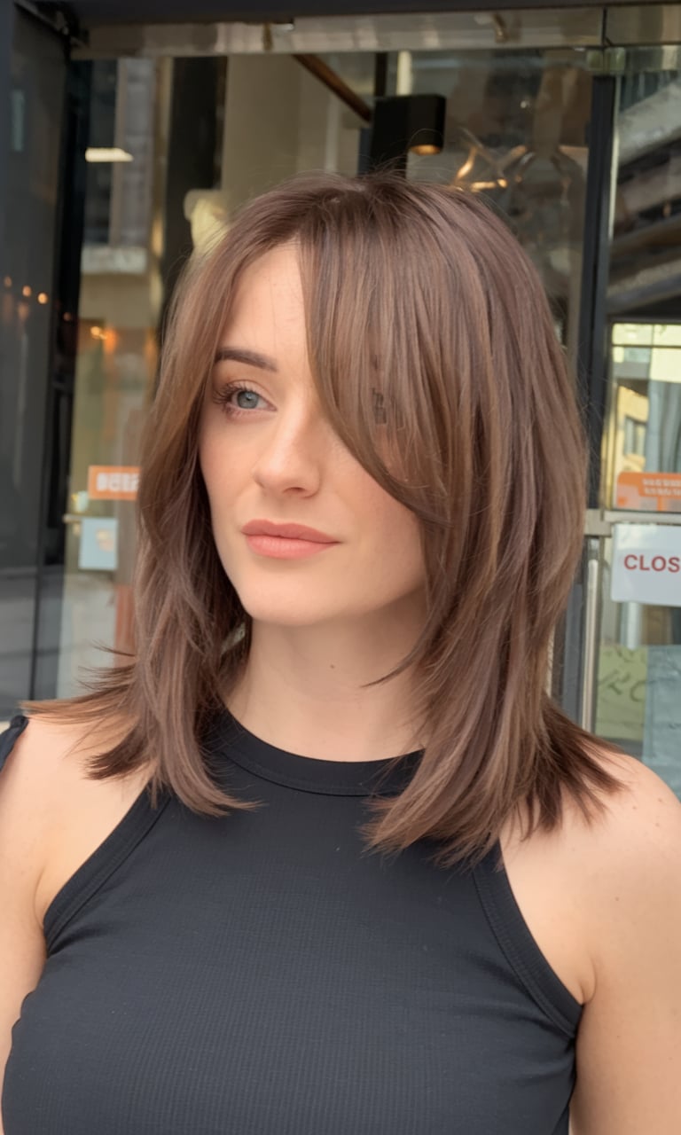 Sleek Layers with a Curtain Fringe