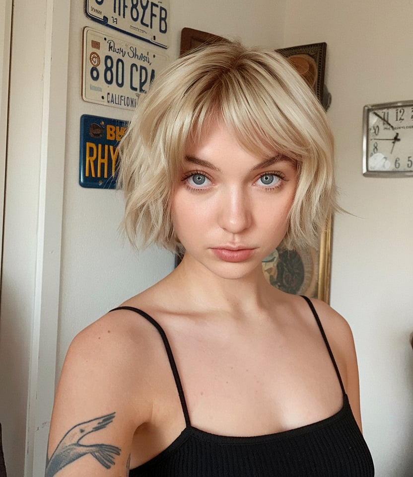 Pastel Pink Bob with Micro Bangs