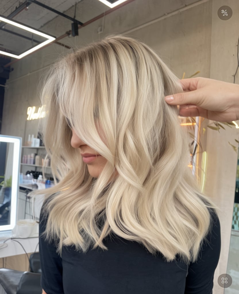 Wavy Blonde Bob with Soft Highlights