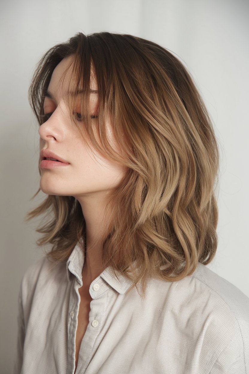 Soft Balayage Waves with Face-Framing Layers