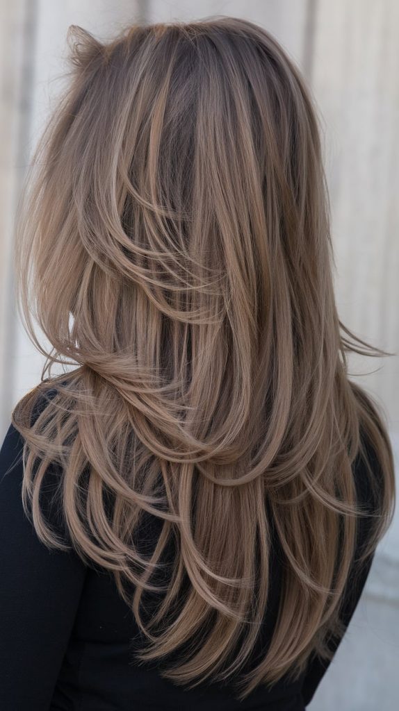 Feathered Layers in Taupe Brown