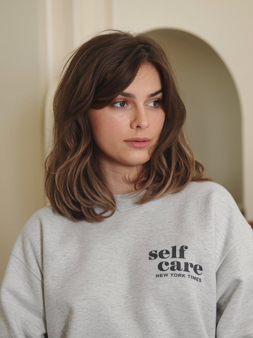 Effortlessly Chic Lob with Curtain Bangs