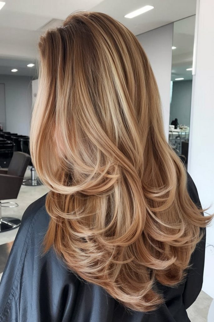 Luxe Hollywood Waves with Golden Highlights