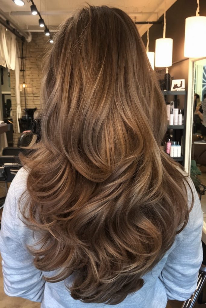 Caramel-Toned Layered Brunette