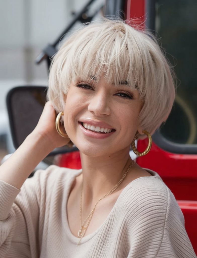Choppy Platinum Blonde Pixie