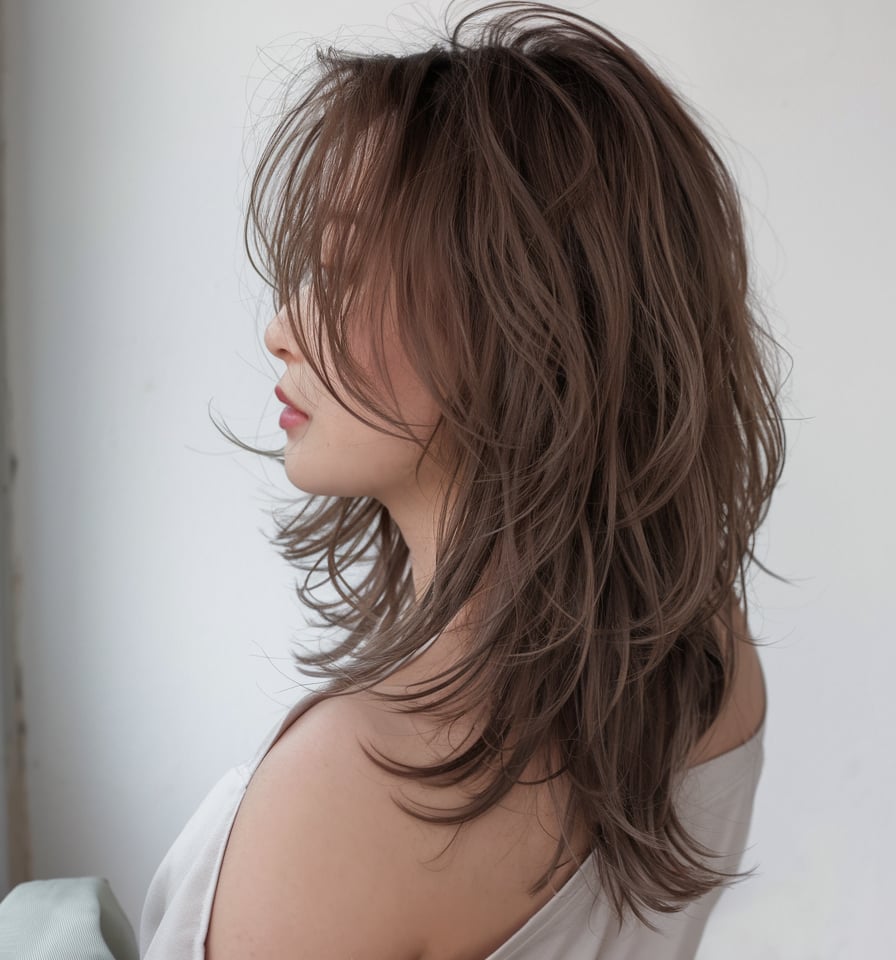 Shaggy Layers with Side-Swept Bangs