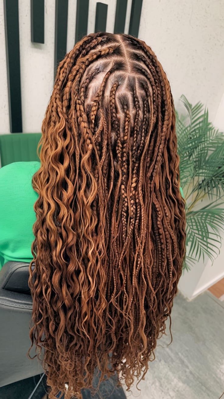 Cinnamon-Toned Braids with Defined Partings