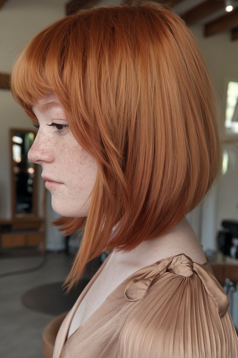 Sleek Auburn Bob with a Modern Twist