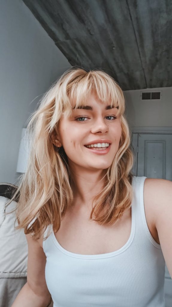 Effortless Blonde with Curtain Bangs