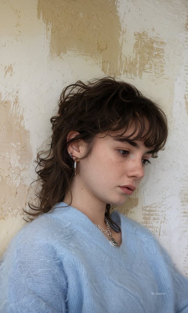 Softly Layered Mullet with Chestnut Warmth