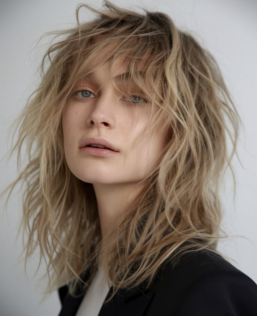Wispy Blonde Layers with Fringe