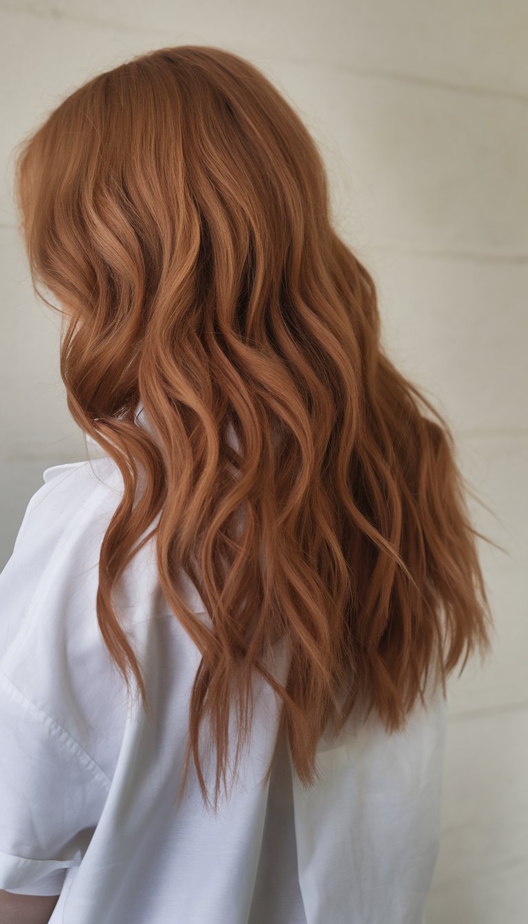 Long Auburn Waves with Subtle Balayage