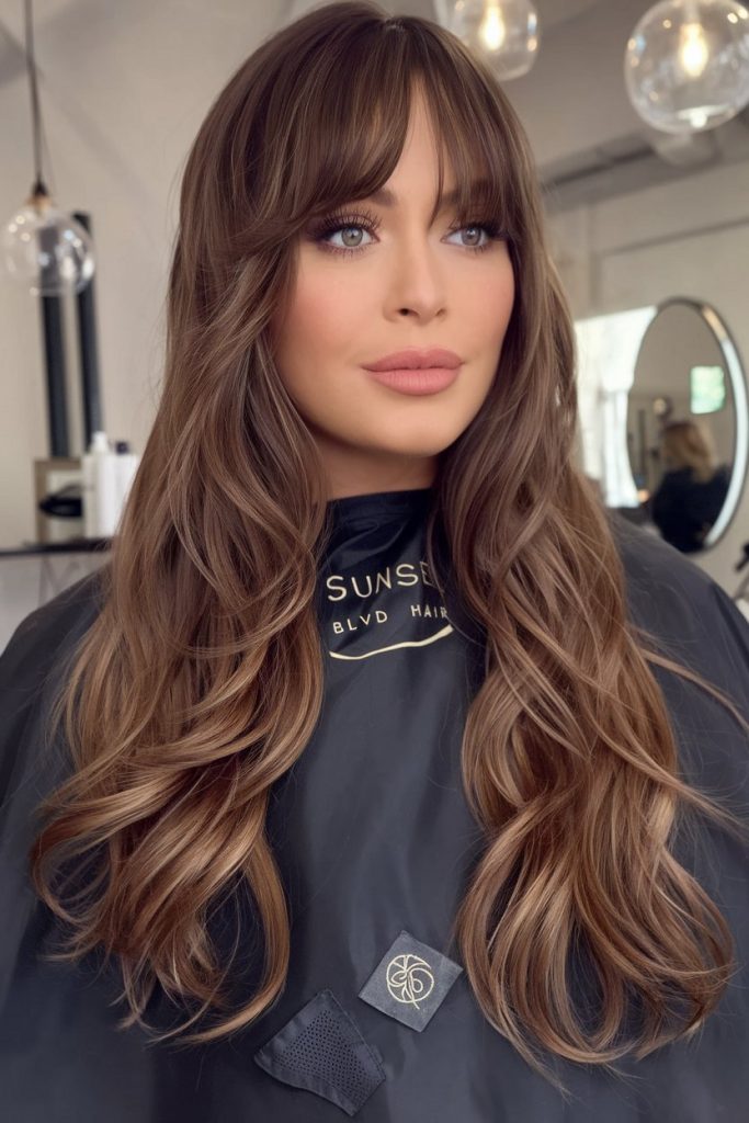 Long Layers with Full Bangs
