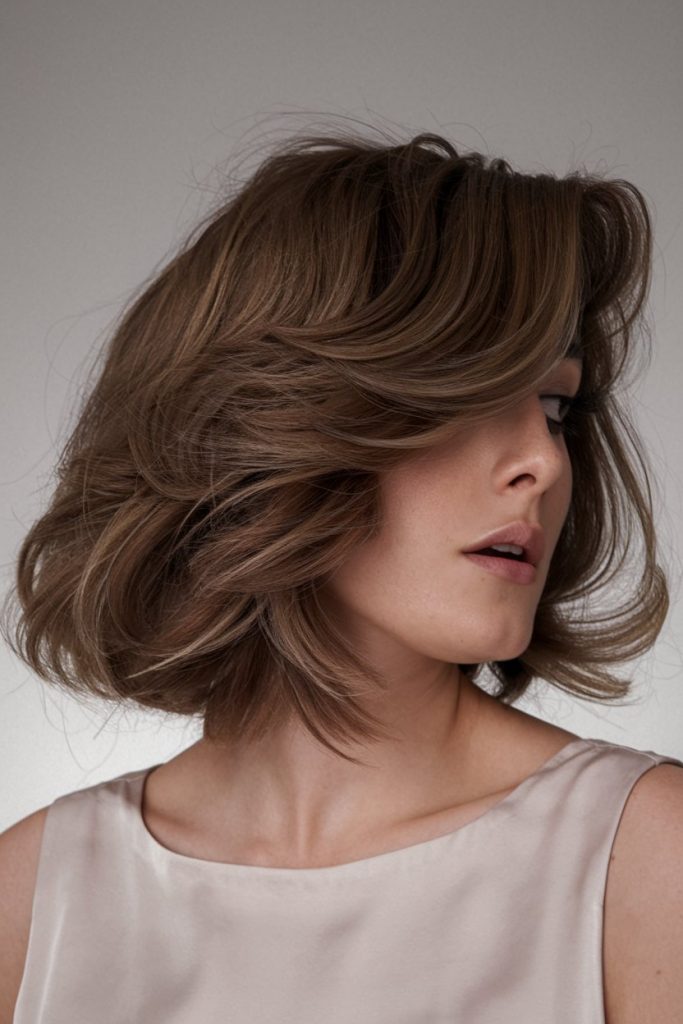 Voluminous Chestnut Bob with Bouncy Layers