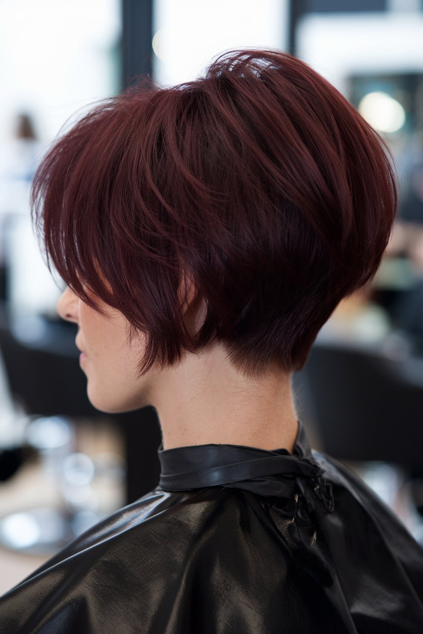 Burgundy Pixie with a Modern Twist