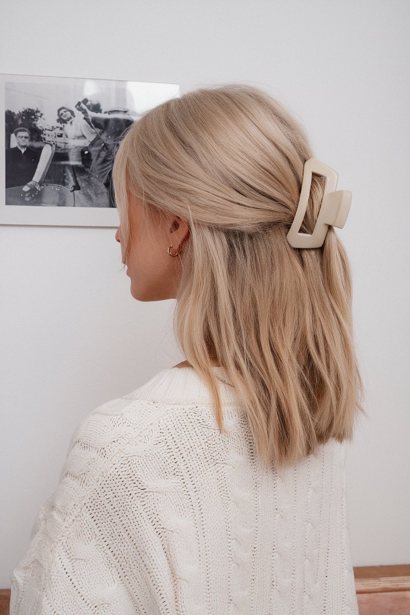Chic Minimalist Half-Up with a Modern Clip