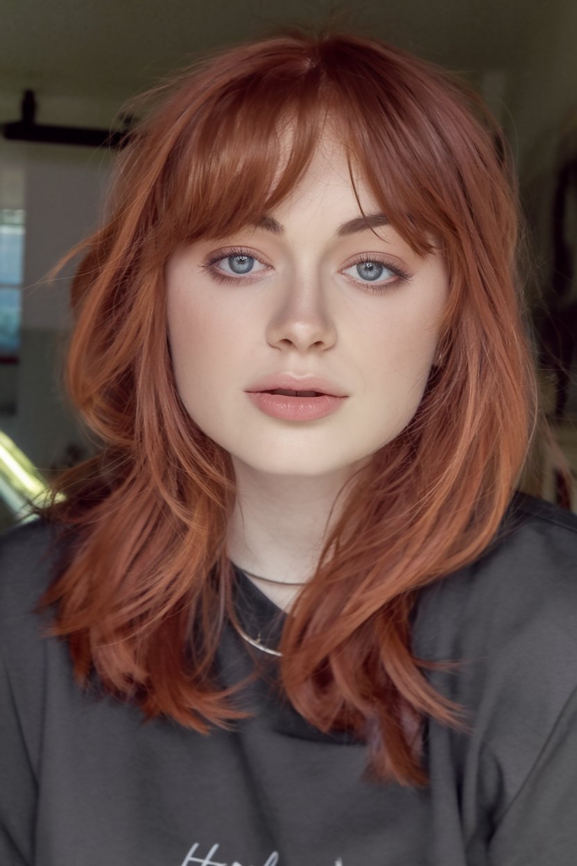 Vibrant Layers with Curtain Bangs