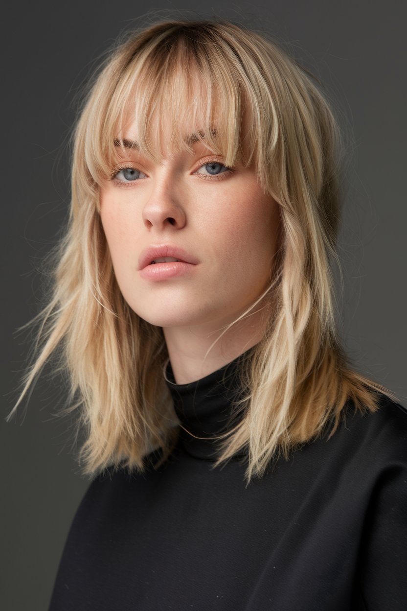 Textured Layers with Soft Bangs