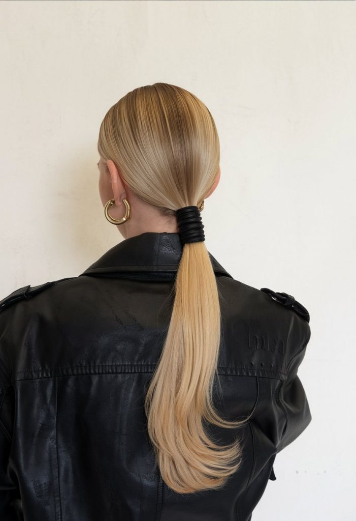 Sleek Blonde Low Ponytail