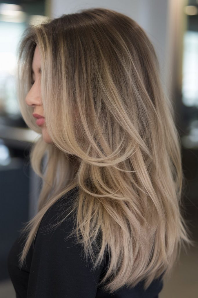 Soft Shoulder-Length Waves with Bronde Highlights