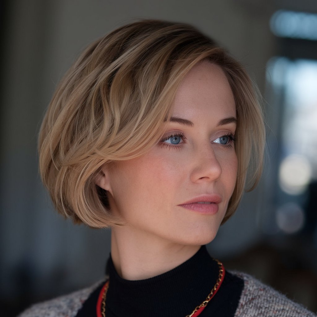 Soft Golden Blonde Bob with a Polished Finish