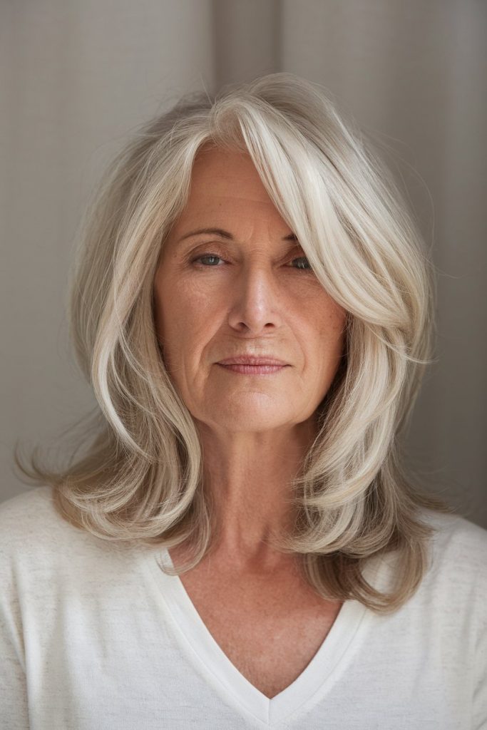 Sophisticated Layers with Side-Swept Bangs