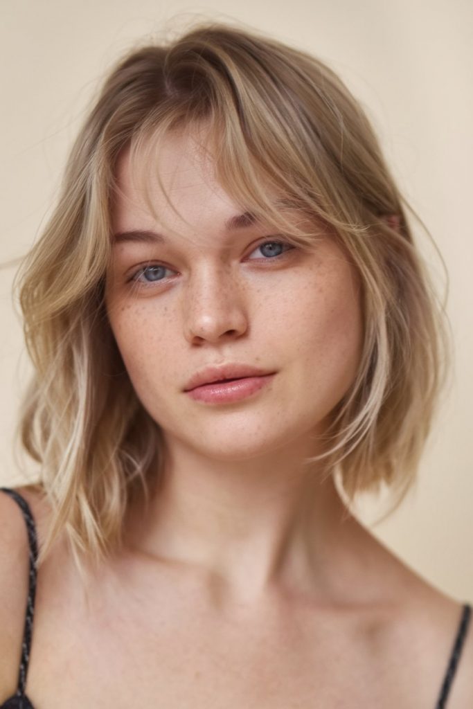 Soft Blonde Bob with Curtain Bangs