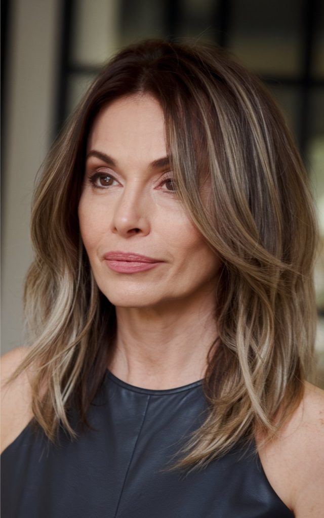 Textured Mid-Length Cut with Ashy Highlights