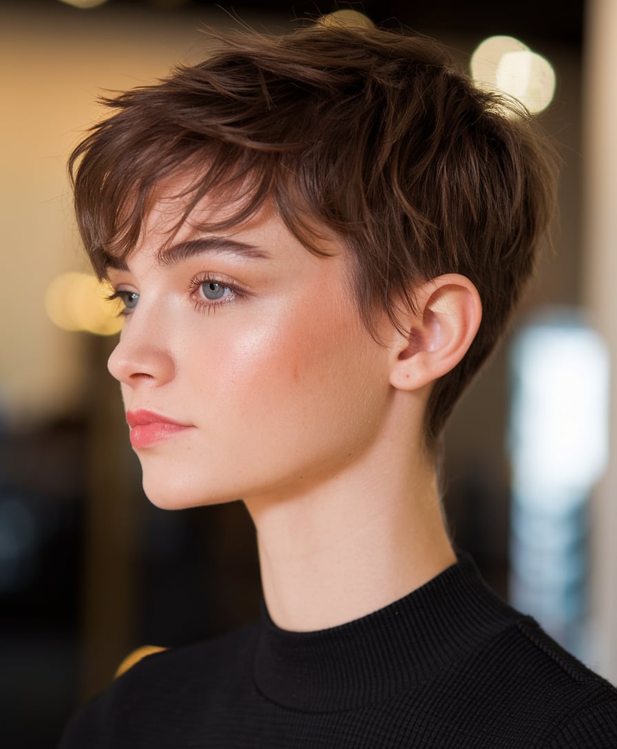 Sleek Brunette Pixie