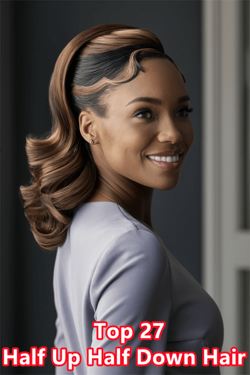 22. Effortlessly Chic: Half Up Half Down Hair with Stunning Bangs