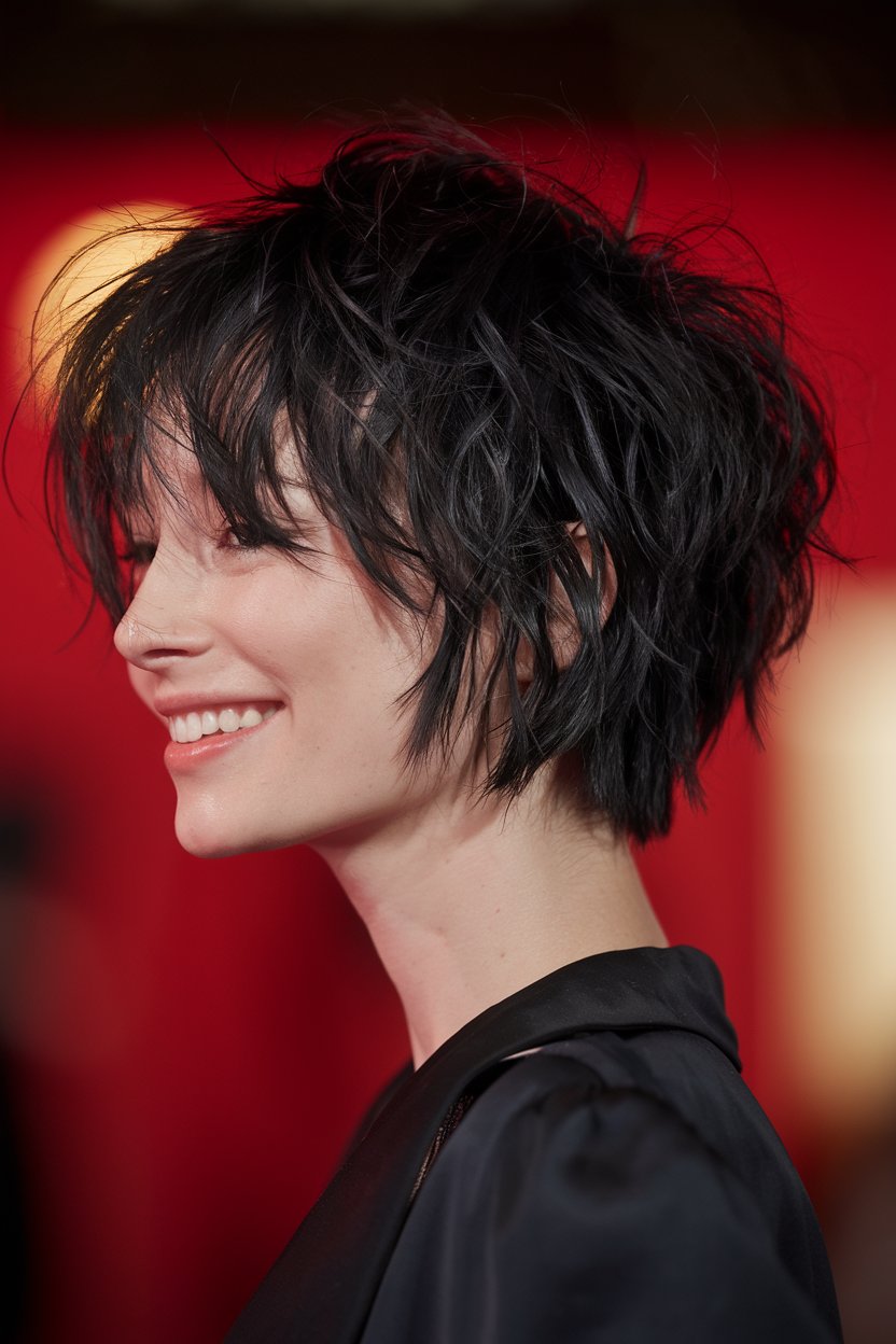 Jet-Black Textured Pixie Cut