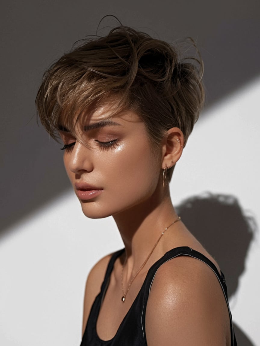 Tousled Layers with Blonde Accents