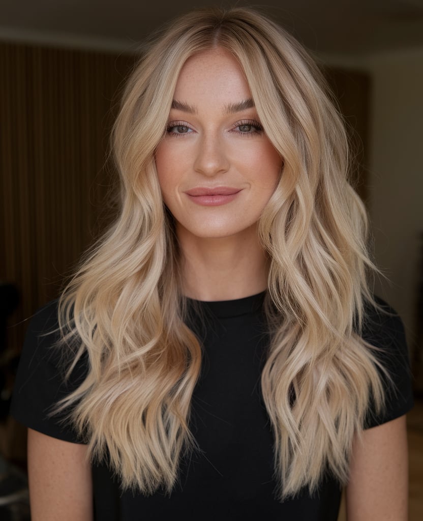 Sleek Lob with Curtain Bangs