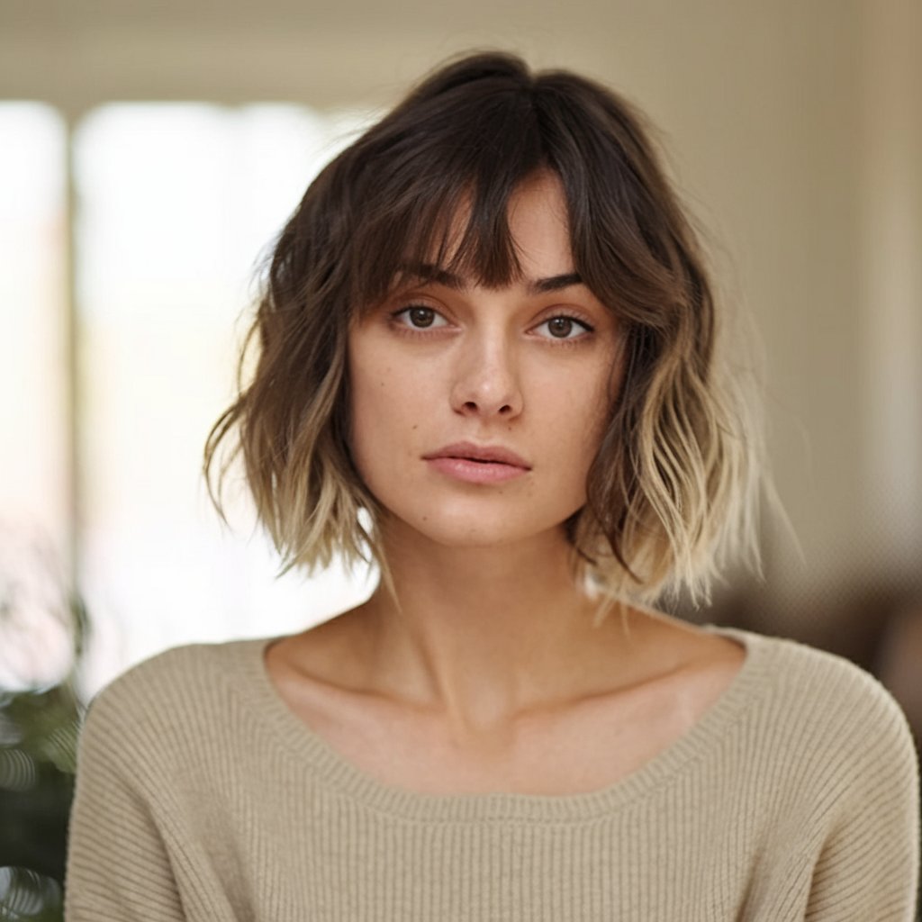 Textured Bob with Choppy Bangs