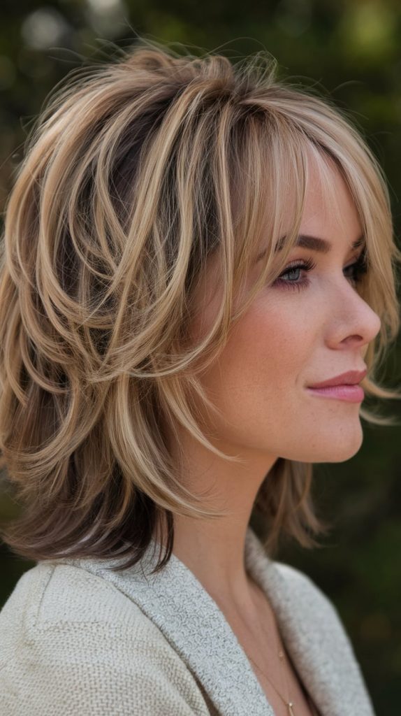 Feathered Layered Bob for Volume and Bounce