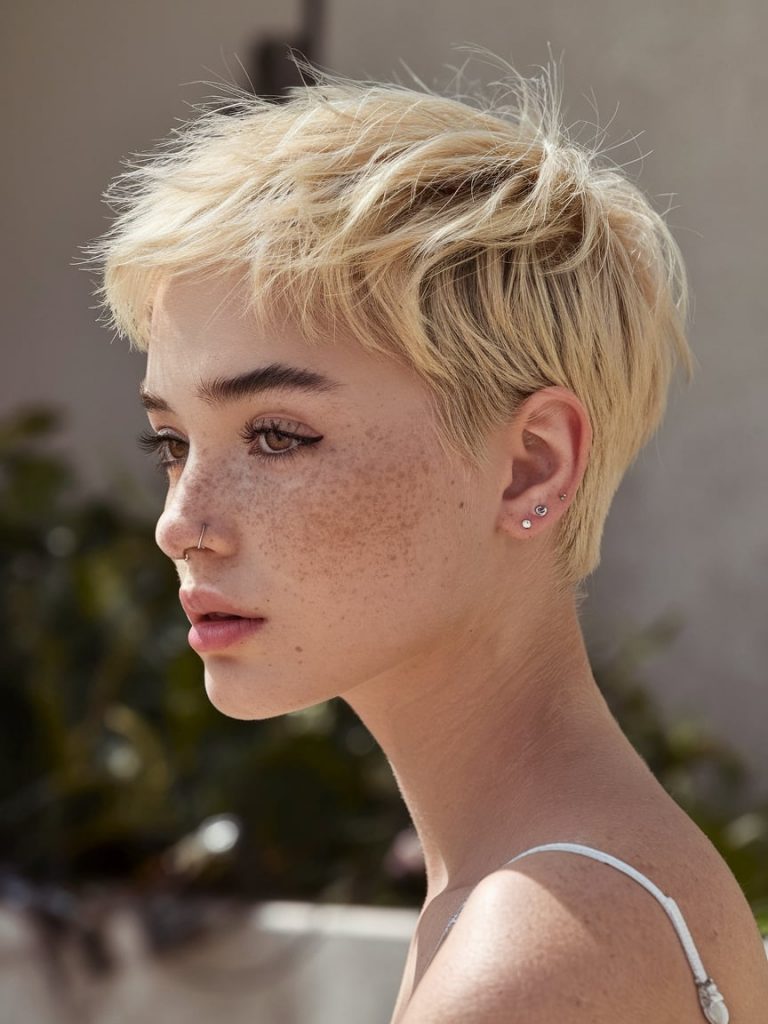 Tousled Blonde Pixie with Natural Texture